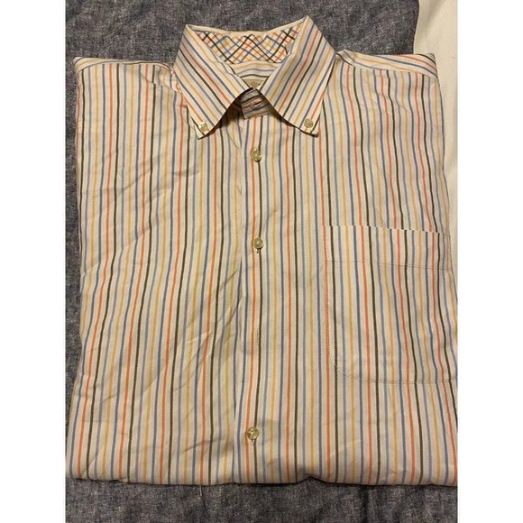 PETER MILLAR STRIPED BUTTON UP SHIRT - SIZE MEDIUM - - Picture 1 of 8